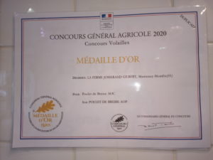 Médaille d'or Salon de l'agriculture 2020